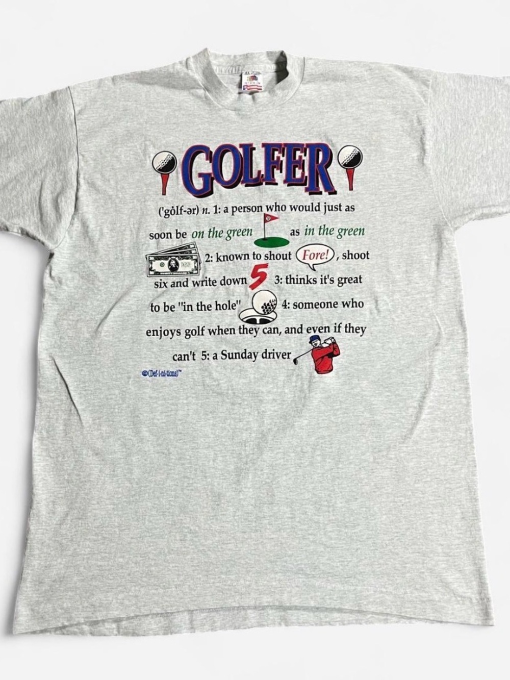 Fruit of the Loom Light Gray 'Golfer' Graphic Tee with Red & Navy Accents